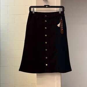 Elegant Black Button-Down A-Line Skirt